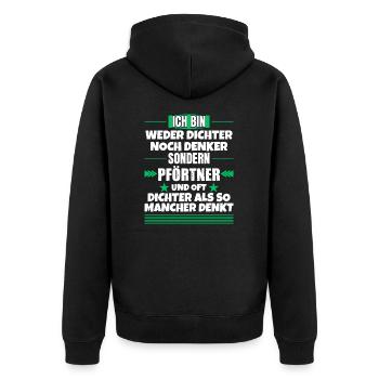 Neither poet nor thinker, but porter - Unisex Premium Organic Zip Hoodie - black - Back - Nico (187cm)