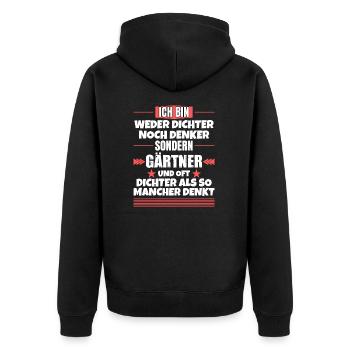 Neither poet nor thinker, but gardener - Unisex Premium Organic Zip Hoodie - black - Back - Nico (187cm)