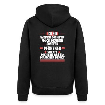 Neither poet nor thinker, but porter - Unisex Premium Organic Zip Hoodie - black - Back - Nico (187cm)