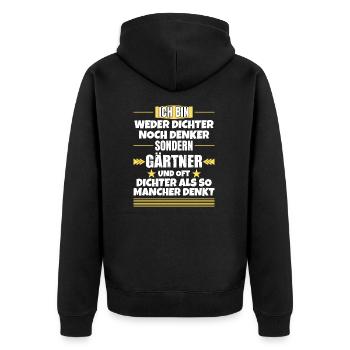 Ni poète ni penseur, mais jardinier - Veste à capuche bio Premium Unisexe - noir - Dos - Nico (187cm)