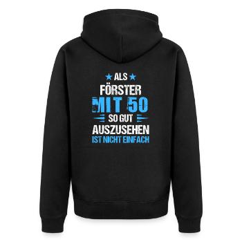À 50 ans, beau forestier - Veste à capuche bio Premium Unisexe - noir - Dos - Nico (187cm)