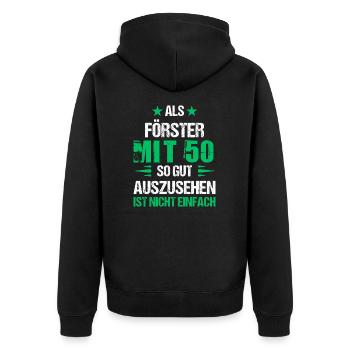 À 50 ans, beau forestier - Veste à capuche bio Premium Unisexe - noir - Dos - Nico (187cm)