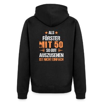 À 50 ans, beau forestier - Veste à capuche bio Premium Unisexe - noir - Dos - Nico (187cm)