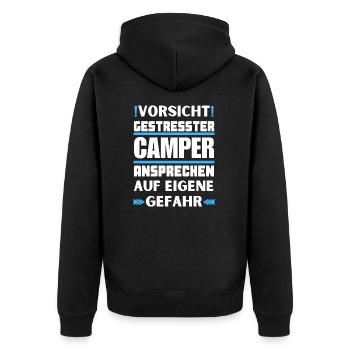 Ne parlez pas aux campeurs stressés ! - Veste à capuche bio Premium Unisexe - noir - Dos - Nico (187cm)
