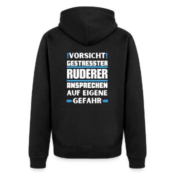 Don't talk to stressed rowers! - Unisex Premium Organic Zip Hoodie - black - Back - Nico (187cm)