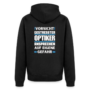 Ne parlez pas à un opticien stressé ! - Veste à capuche bio Premium Unisexe - noir - Dos - Nico (187cm)