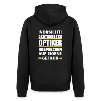 Ne parlez pas à un opticien stressé ! - Veste à capuche bio Premium Unisexe - noir - Dos - Nico (187cm)