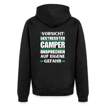 Ne parlez pas aux campeurs stressés ! - Veste à capuche bio Premium Unisexe - noir - Dos - Nico (187cm)