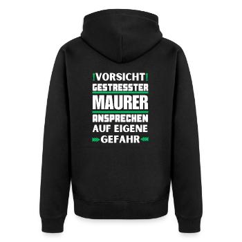 Ne parlez pas à des maçons stressés ! - Veste à capuche bio Premium Unisexe - noir - Dos - Nico (187cm)