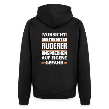 Ne parlez pas aux rameurs stressés ! - Veste à capuche bio Premium Unisexe - noir - Dos - Nico (187cm)