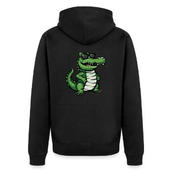 Alligator Cool Comic - Unisex Premium Organic Zip Hoodie - black - Back - Nico (187cm)