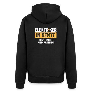 Elektriker Strom Elektrik - Unisex Premium Bio Zip Hoodie - Schwarz - Hinten - Nico (187cm)