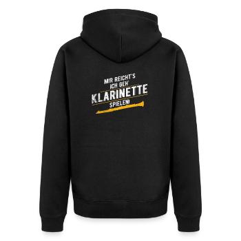 Mir Reicht's Geh Klarinette Spielen Musiker - Unisex Premium Bio Zip Hoodie - Schwarz - Hinten - Nico (187cm)