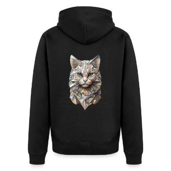 Geometric tomcat with a blaze of color - Unisex Premium Organic Zip Hoodie - black - Back - Nico (187cm)