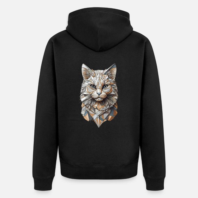 Tomcat géométrique avec une flambée de couleurs - Veste à capuche bio Premium Unisexe - noir