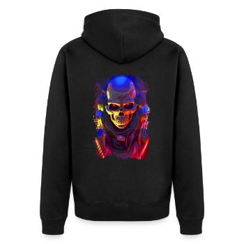 Robot Skull - Unisex Premium Organic Zip Hoodie - black - Back - Nico (187cm)