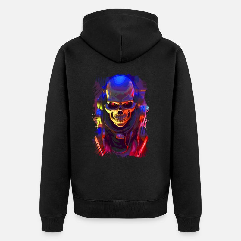 Crâne de robot - Veste à capuche bio Premium Unisexe - noir