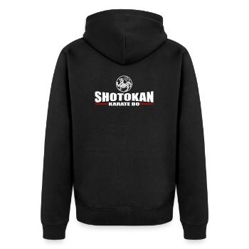 Shotokan Lonsdale - Unisex Premium Organic Zip Hoodie - black - Back - Nico (187cm)