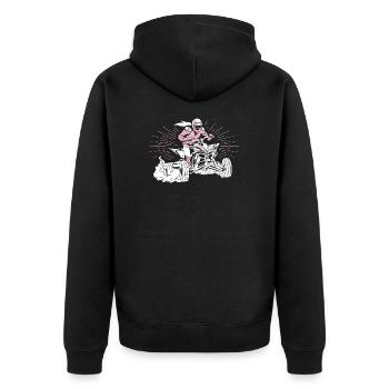 Quad - Unisex Premium Bio Zip Hoodie - Schwarz - Hinten - Nico (187cm)