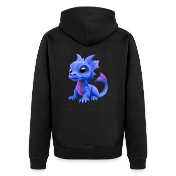 Baby Drache Blau | Niedlicher blauer Baby Drache - Unisex Premium Bio Zip Hoodie - Schwarz - Hinten - Nico (187cm)