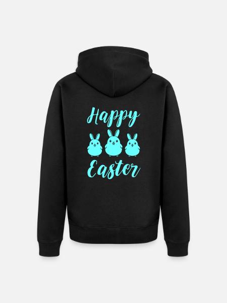 Joyeux lapins de Pâques - Veste à capuche bio Premium Unisexe - noir