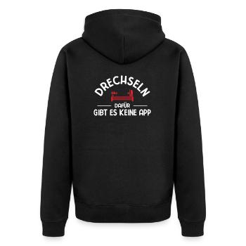 Drechseln Drehen - Unisex Premium Bio Zip Hoodie - Schwarz - Hinten - Nico (187cm)