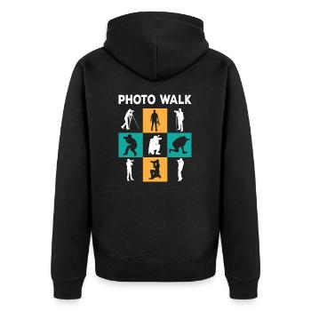 Photowalk Day - Unisex Premium Bio Zip Hoodie - Schwarz - Hinten - Nico (187cm)