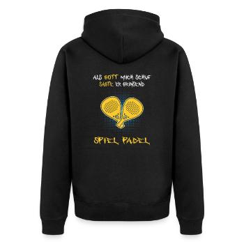Padel PADELTENNIS Padelspieler Padelverein - Unisex Premium Bio Zip Hoodie - Schwarz - Hinten - Nico (187cm)