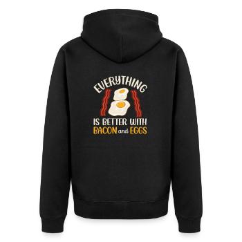 Bacon and Eggs - Unisex Premium Organic Zip Hoodie - black - Back - Nico (187cm)