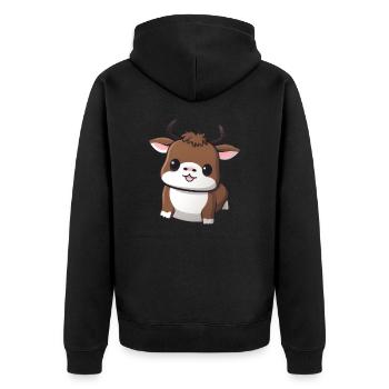 Illustration de vache, taureau, bœuf, buffle mignon - Veste à capuche bio Premium Unisexe - noir - Dos - Nico (187cm)