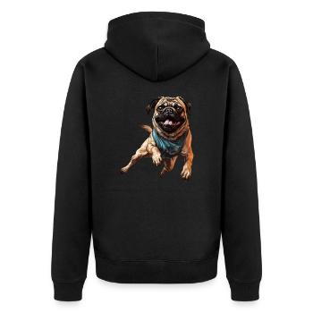 Carlin en mouvement : courir, sprinter, galoper - Veste à capuche bio Premium Unisexe - noir - Dos - Nico (187cm)