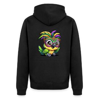 Perroquet Mardi Gras, Plumage Coloré - Veste à capuche bio Premium Unisexe - noir - Dos - Nico (187cm)