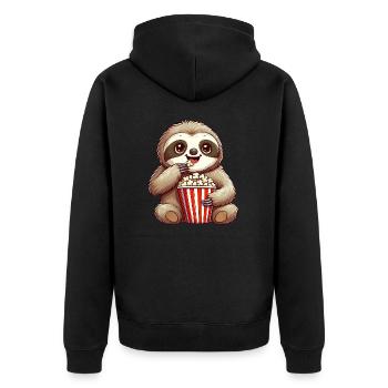 Paresseux en costume de carnaval, pop-corn de cinéma - Veste à capuche bio Premium Unisexe - noir - Dos - Nico (187cm)