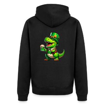 Chemise de fête amusante T-Rex Beer de la Saint-Patrick - Veste à capuche bio Premium Unisexe - noir - Dos - Nico (187cm)