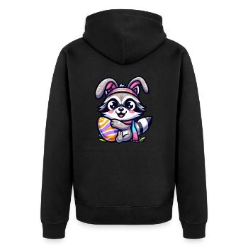 Oster Waschbär Ei Verkleidung Cartoon - Unisex Premium Bio Zip Hoodie - Schwarz - Hinten - Nico (187cm)
