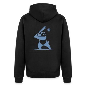 Minimalist panda baseball silhouette - Unisex Premium Organic Zip Hoodie - black - Back - Nico (187cm)