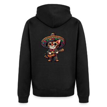 Cinco de Mayo Chat du Bengale dans le style Mariachi - Veste à capuche bio Premium Unisexe - noir - Dos - Nico (187cm)