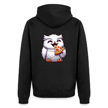 Eule Schneeeule Pizza Pizzaliebhaber - Unisex Premium Bio Zip Hoodie - Schwarz - Hinten - Nico (187cm)