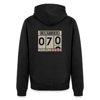 70 birthday TO COMPTEUR gift humor 70 years - Unisex Premium Organic Zip Hoodie - black - Back - Nico (187cm)