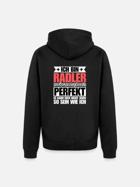 Perfekter Radler - Unisex Premium Bio Zip Hoodie - Schwarz