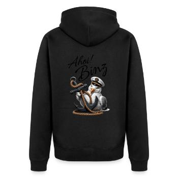 Ohé Binz ! mouette drôle avec ancre - Veste à capuche bio Premium Unisexe - noir - Dos - Nico (187cm)