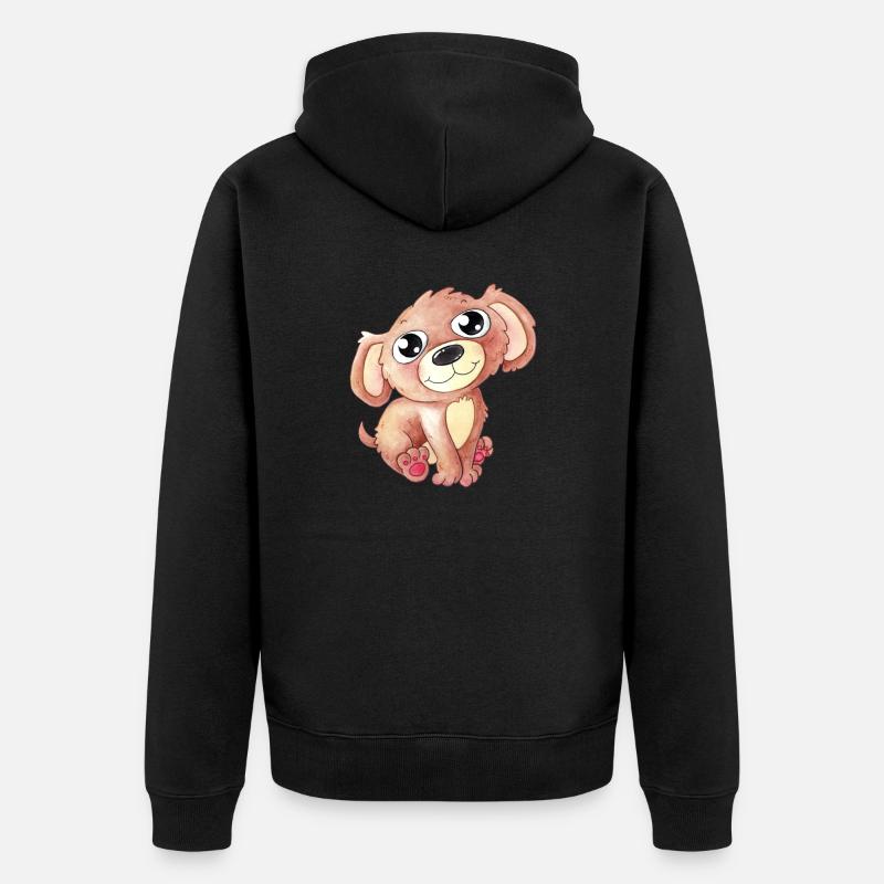 Chien de dessin animé mignon - Veste à capuche bio Premium Unisexe - noir