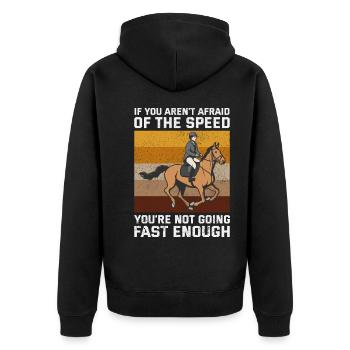 Barrel Racer Racing Reiten Reiten Rennen Rodeo - Unisex Premium Bio Zip Hoodie - Schwarz - Hinten - Nico (187cm)