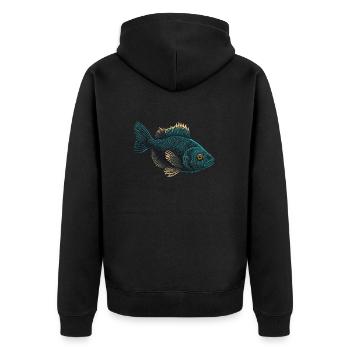 Fliegenfischer - Unisex Premium Bio Zip Hoodie - Schwarz - Hinten - Nico (187cm)