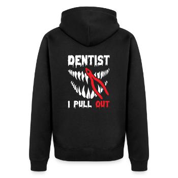 I Pull Out Funny Dentist - Unisex Premium Bio Zip Hoodie - Schwarz - Hinten - Nico (187cm)