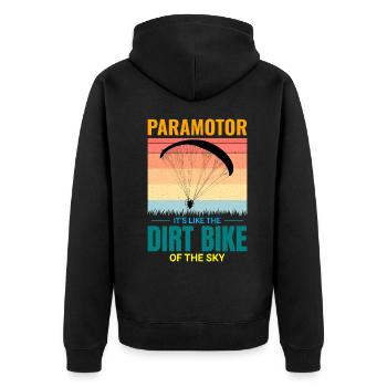 Motorschirmpilot Motorschirm Motorschirm - Unisex Premium Bio Zip Hoodie - Schwarz - Hinten - Nico (187cm)