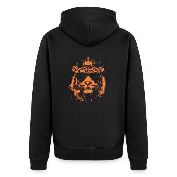 Tigre avec des lunettes de soleil et une couronne sur la tête - Veste à capuche bio Premium Unisexe - noir - Dos - Nico (187cm)