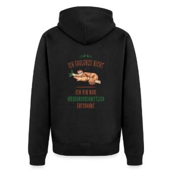 Ich faulenze nicht Faultier Lustige Sprüche - Unisex Premium Bio Zip Hoodie - Schwarz - Hinten - Nico (187cm)