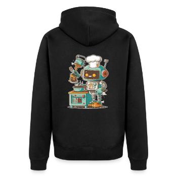 Mechanischer Koch - Unisex Premium Bio Zip Hoodie - Schwarz - Hinten - Nico (187cm)
