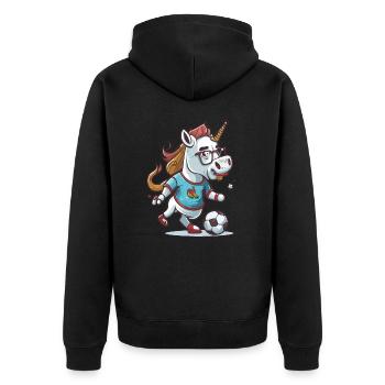 Magische Ziele - Unisex Premium Bio Zip Hoodie - Schwarz - Hinten - Nico (187cm)